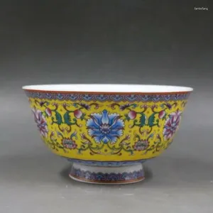 Figuras decorativas Famille chinesa Rose Porcelain Qing Qianlong Lotus Peach Design Bowl 5,1 polegadas