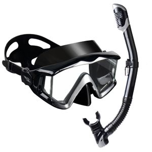 Yetişkin pano 3 pencereli temperli cam dalış yüz maskesi set kuru üst şişirilebilir yüz maske sızıntısı ücretsiz dalış yüz maskesi 240506