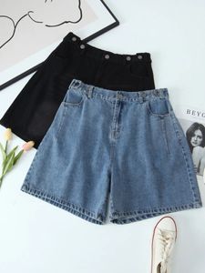 Good Quality Plus Size Denim Short 2023 Summer High Waist Straight Jeans Bottoms Oversized Curve Clothes 240508