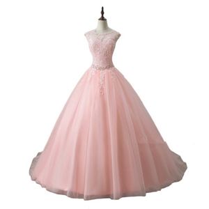 Newest Red Sweet 16 Pink Ball Gown Quinceanera Dresses 2019 Applqiues Beads Prom Pageant Debutante Formal Evening Prom Party Gown AL68 245b