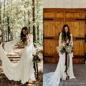 Свадебные платья с длинными рукавами v Neck Vears Wedding Sward Plays Boho Plus Plus Plus Pless