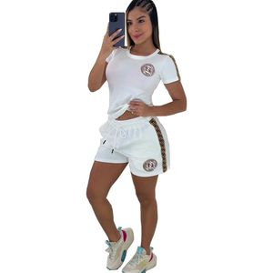 2024 Women's Two Piece Pants Women's Casual T-Shirt and Bottom Set Daily Jogging Clothing Designer White Sportswear Free Ship