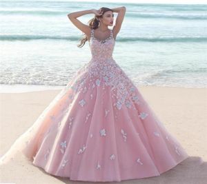 2017 tanie różowe sukienki Quinceanera Vestido de 15 anos azul różowe sukienki quincenera z aplikacjami Słodka szesnastka sukienki 8385098