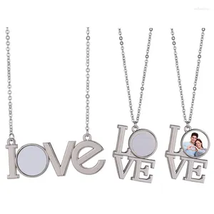 Dog Tag Sublimation Blank Po Necklaces Fashion Love Heart Pendant Transfer Jewelry Gifts