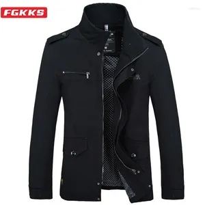 Giacche da uomo fgkks marca giacca da uomo cappotto del trench di moda silm casual silm fit overcone bomber nero maschio maschio