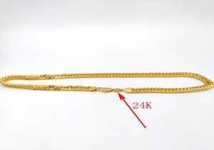 タイバーツソリッド24 Kスタンプゴールドチェーン本物の仕上げネックレス重いジュエリー10mm厚さの背の高いキューバの縁石Link6585756