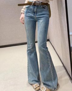Mode High Tailled Denim Micro Flared Hosen Jeans Frauen Designerhose Luxus Jeanshose Klassische Logo Jean Full Hosen Frauen hochqualität mit Gürtel