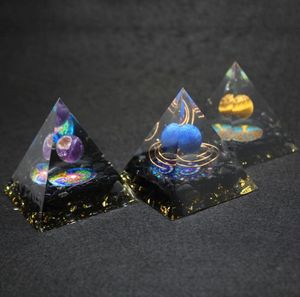 Anhänger Halsketten Orgonit Pyramide 60 mm natürliche Heilungskristallkugel mit Obsidian Quarzharz Orgone Energy Reiki Meditation J6052590