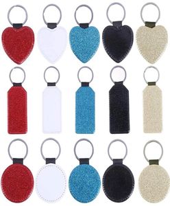 Keychains 15 Pcs Sublimation Blanks PU Leather Heat Transfer Keychain With Key Rings DIY Blank5216133