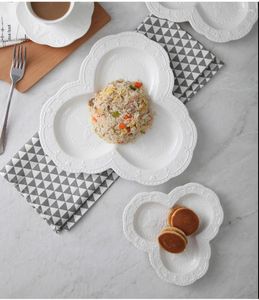 Plates 3pcs Set Plain White Embossed Porcelain Wedding Buffet Dishes Butterfly Design Breakfast Plate Ceramic Dinner Gift