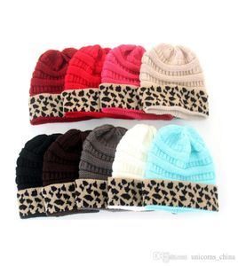 Knit Beanie Hatleopard Cap dzianin czapka zimowa czaszka narta mankiet mankiet gleba damska ciepła moda 12pcs cny14396486921