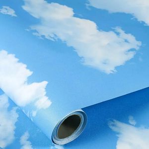Bakgrundsbilder Blue Sky White Clouds Mönster Dekor Kontaktpapper för barnrum PVC Bakgrund Självhäftande vattentäta avtagbara klistermärken