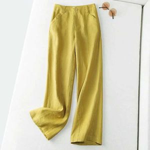 Basic Casual Dresses Solid color cotton linen pants for womens summer high latitude long leg pants for womens formal office casual pantsL2405
