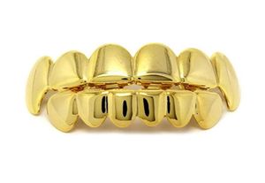 New Hip Hop Gold Gold Grillz Bottom Bottom Grills Dentals Boca de dentes punk Caps Cosplay Party Tooth Rapper Jewelry Set8266409