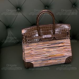 12A Top Quality Designer Luxury Handbags Specially Customized Niche Crocodile Skin And Sheep Skin Splicing Creative Design 25cm Women's Tote Bags With Original Box.