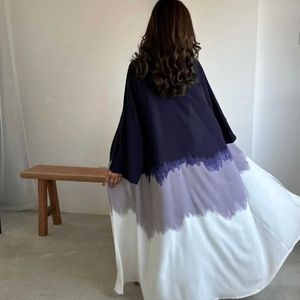 Etniska kläder Nya muslimska modebindningar färgade kimono öppna abaya för kvinnliga kappa cardigan mantel svart vit grå coff dubai islamiska kläder t240510