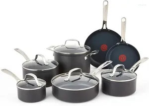 Zestawy naczyń kuchennych Platinum Hard Anodisted Nonstick Set 12 -Układowy piekarnik Broiler Safe 500F LID LID i PANE Zmywarka do zmywarki