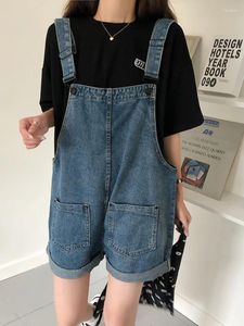 Jeans femminile SML estivo coreano preppy in stile in stile tuta invenne 2024 ragazze casual roll -up pantaloncini a gamba larga (78121)