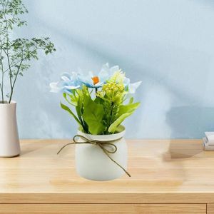 Decorative Flowers Fake Potted Flower Elegant Artificial For Home Office Decor Faux Floral Plants Room Bedroom Wedding Indoor