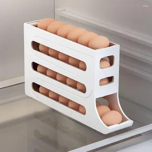 Кухня хранения холодильника яичная коробка Автоматическое нагрузка на прокат -диспенсер Многослойный держатель Организатор 30 Яичных стойки