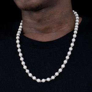 Pass Diamond Tester Hip Hop Sterling Sier Gra Gra utwardzony mrożoną 10 mm VVS Moissanite Cuban Ball Beads Łańcuch łącza dla mężczyzn