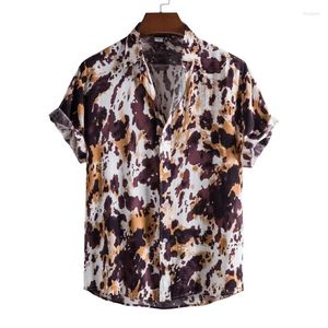 Mäns avslappnade skjortor Hawaiian överdimensionerade skjorta fashionabla kläder med leopardtryckplatser mycket modell på hyllor