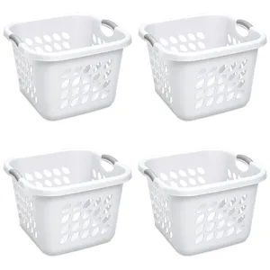 Tvättpåsar 1,5 Bushel Ultra Square Basket Plastic White Set of 4