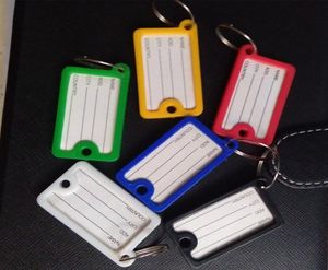 100pcslot New Arrival Rectangular Key Card Crystal Plastic Key ID Label Tags Card Split Ring Keyring Keychain3993188