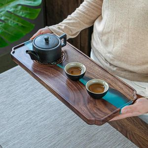 TEA MAKTER HESSIN TRAY Black Walnut Modern minimalistiska hushållens kinesiska hantverksdekoration