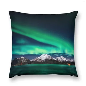 Travesseiro Northern Lights Mountains no oceano arremesso de arremesso decorativo personalizado para capa de sofá de luxo