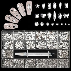 Luxus -Charme Diamantschmuck Set für Nagelkunstdekorationen AB Flachbohrbohrer gemischter kristallförmiger 240509