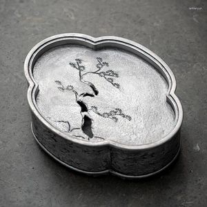 TEA TRAYS Ancient Tin Pot Holder For Kungfu Set Handmade Tray Dry Brewing Table Water Storage Jianshui