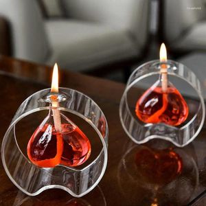 Titulares de velas A lâmpada de petróleo de Valentine Romântico queurosene reabastecível de vidro criam um humor caloroso para casamentos de casas da igreja