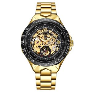 Armbandsur mens rostfritt stål automatisk klocktopp mekanisk tourbillon armbandsur vattentät affär stålskriven armbandsur 230a