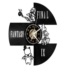 Final Fantasy Black Record Wall Clock Wall Art Decor Handmased Art Personlighet Gåva Storlek 12 tum Färg Black277Q4562001