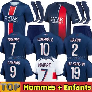 Jerseys de futebol de mbappe Jersey O.Dembele hakimi Sergio Ramos 24 25 MAILLOTS CILDA DE FUTEBOL 2024 2025 Verratti ICARDI Men Kit Sets Uniform ENFANTS ENFANTS