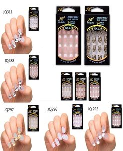 24 PCs Designs impressionantes de francês Falso unhas abds resina falsa unhas conjuntos de artes de manicure completa7437272