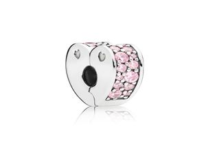 Otantik 925 Sterling Gümüş Boncuklar Takılar Pembe Açık Arklar Aşk Kalp Kilit Durdurucu Boncuk Uygun Cazibe Bilezik Diy Winsome J8429407