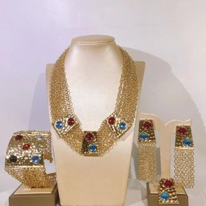 Серьги ожерелья устанавливают синий красный камень женский ювелирный запека