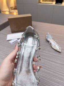 Transparent Damen High Shoes Dress Schuhe Professionelle Pumpe Klassiker Hollow Flat Schuhe High Heels Leder Sexy Spitze Abend Spitzenbox 35-43