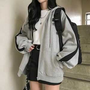 Men's Hoodies Sweatshirts zip-up Harajuku Oversized For Women clothes Hooded long Seve Jumper Regular Coat Casual korean sty Sweatshirt H240508