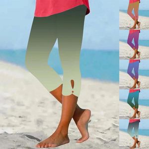 Kvinnors leggings fashionabla och avslappnade gradient ihåliga mjuka tre kvart byxdräkter för kvinnor med tröja