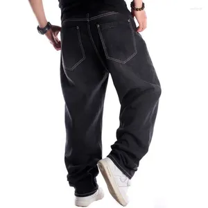 Tendenze da uomo di Jeans Street Black Lavate Hip Hop pantaloni larghi per pantaloni di denim skateboard hiphop maschile sciolti più dimensioni 44 46