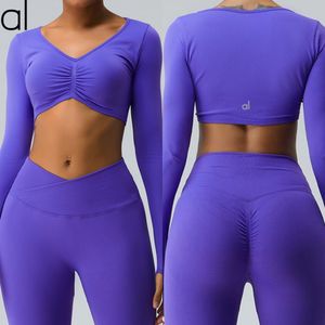 AL-245 Women Yoga shirt T-Shirts Seamless Dress Top Running Long Sleeve Shirts Quick Drying Fitness Clothes