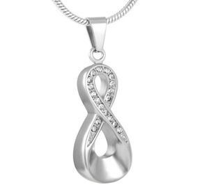 IJD9168 Memorial Ash Keepsake for Pet Human Ashes Infinity Cremation Jewelry with Clear Crystal Jeweler Plated3699369