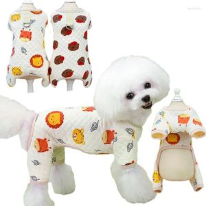 Hundkläder Cartoon Cotton Padded Clothes Autumn Winter Puppy Cat Pyjamas Jumpsuit Overalls Tracksuit For Small Dogs York Pyjamas XS