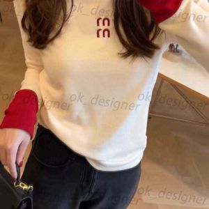 2024SS MM Kobiet Kint Top Designer Sweter Moda Letter Haft Graficzny dzianiny swobodne okrągłe szyję swetry długi