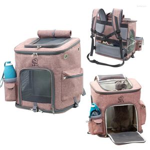 Transportadores de gatos Mochila Oxford Fabric Fabric portátil Pet Transports Bag de grande capacidade Mesh respirável ombros de viagem ao ar livre