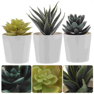 Dekorativa blommor 3 datorer Krukta suckulenter Kaktusväxter Fake Bonsai Imitation Ornament Faux Artificial Pots Plastic