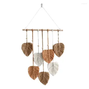 Decorative Figurines Macrame Wall Tapestry Handmade Wooden Beads Colorful Boho Decor Ornament With Cotton Rope Leaf Tree For Nursery Living